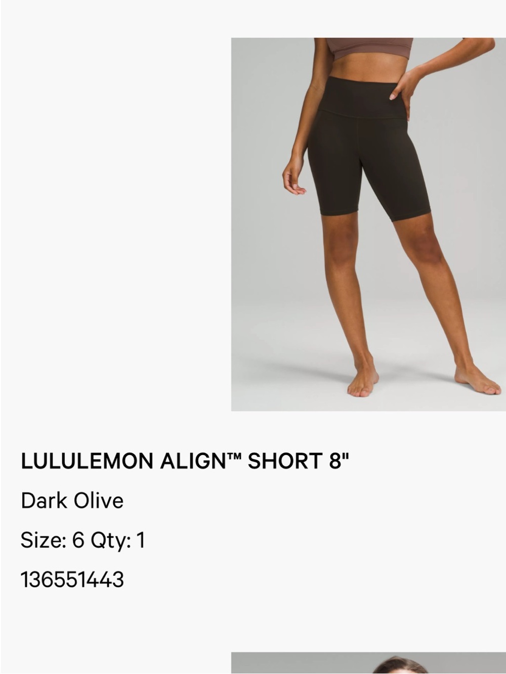 Lululemon align short 8” inseam dark olive size 6